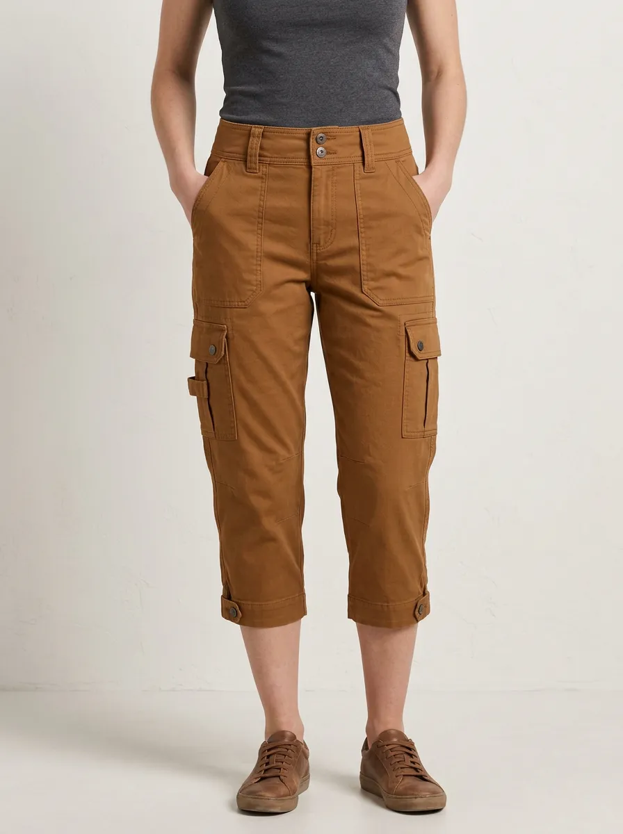 Women's Multi-Pocket Casual Utility Capri Pants