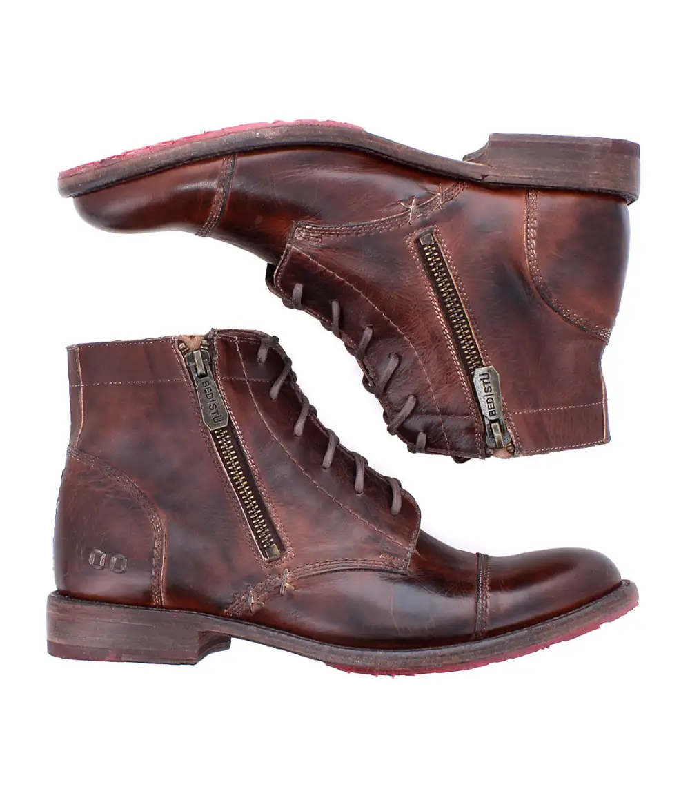 Cap-Toe Contrast-Stitched Combat Boots