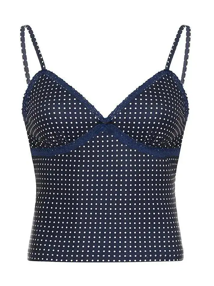 V-Neck Lace Bow-Detail Slim-Fit Tank Top