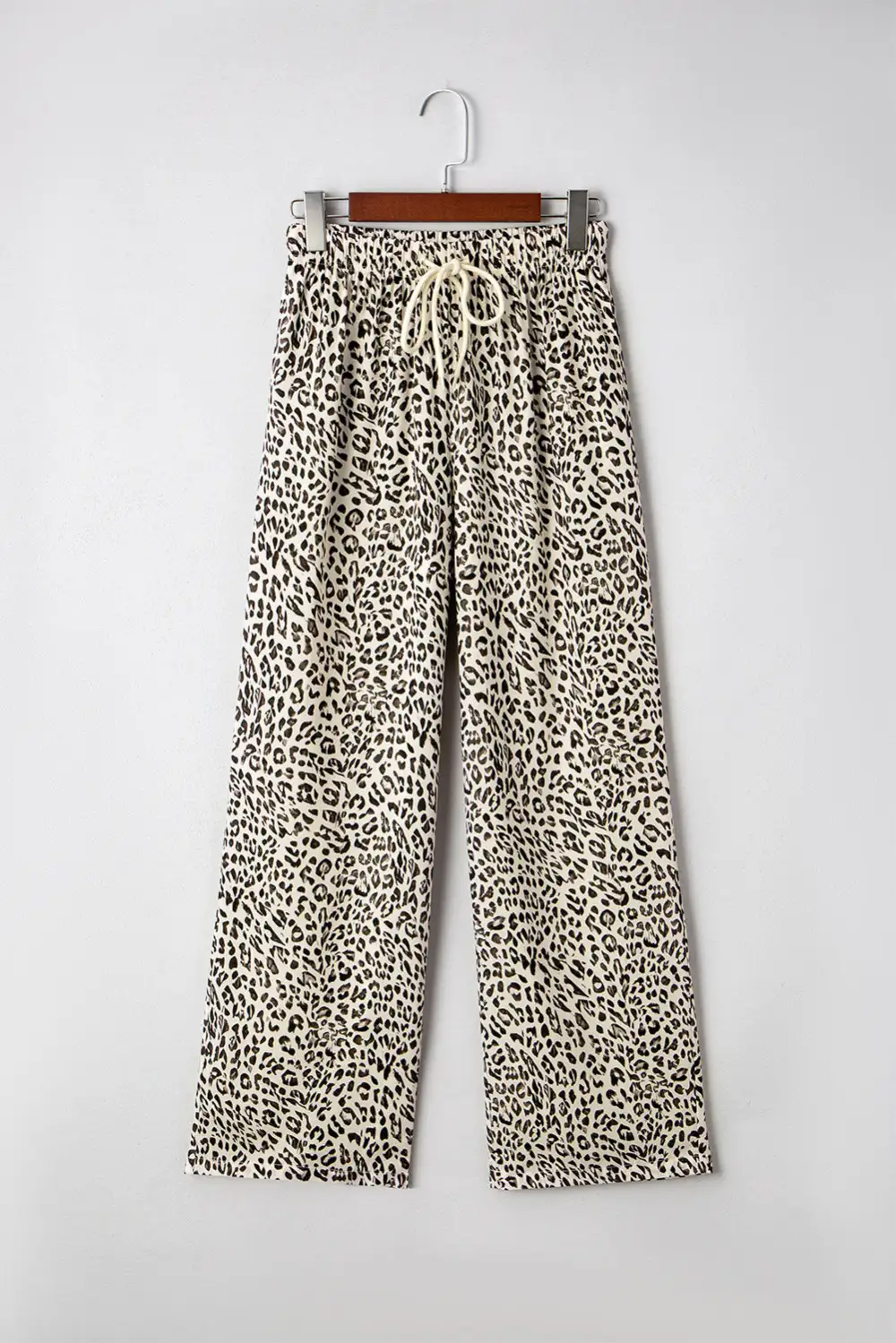 Leopard Drawstring Elastic Waistband Loose Trousers