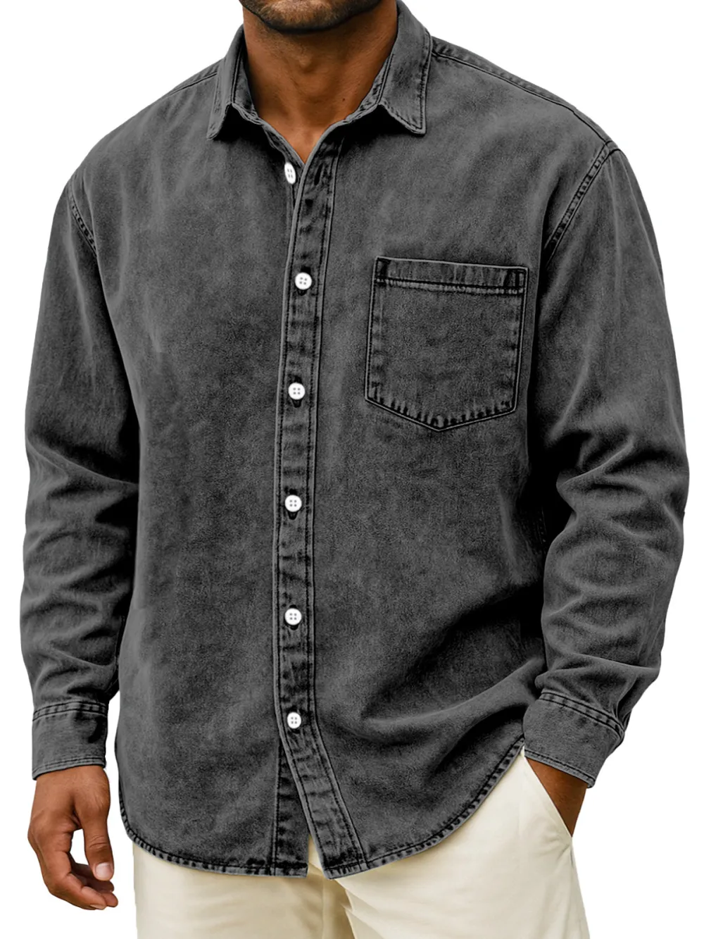 Tailored Long Sleeve Button Front Shirt