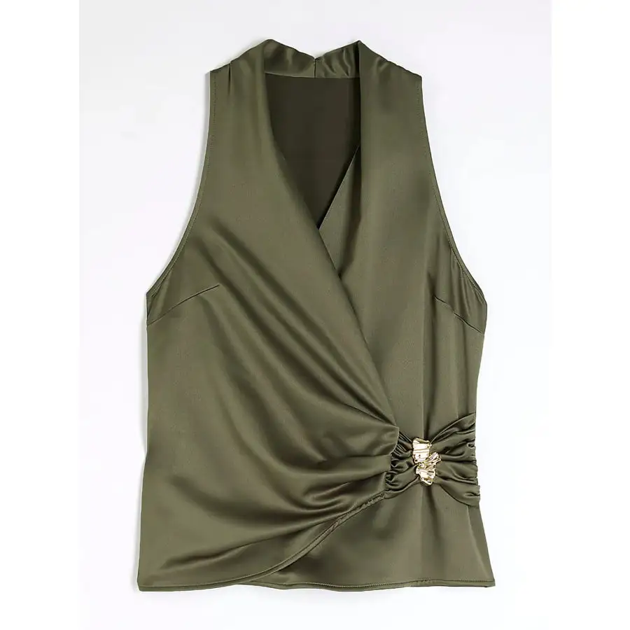Surplice Sleeveless Top and Pants Set