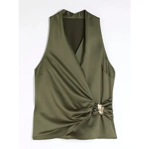Surplice Sleeveless Top and Pants Set