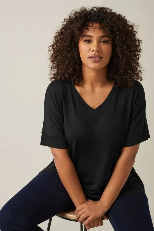 Black V-Neck Modal Rich T-Shirt