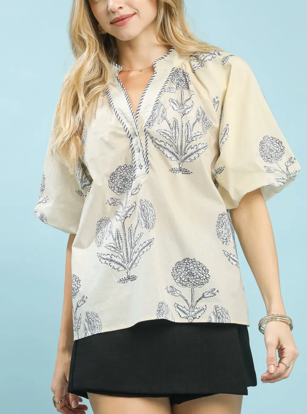 Floral Print V-Neck Top