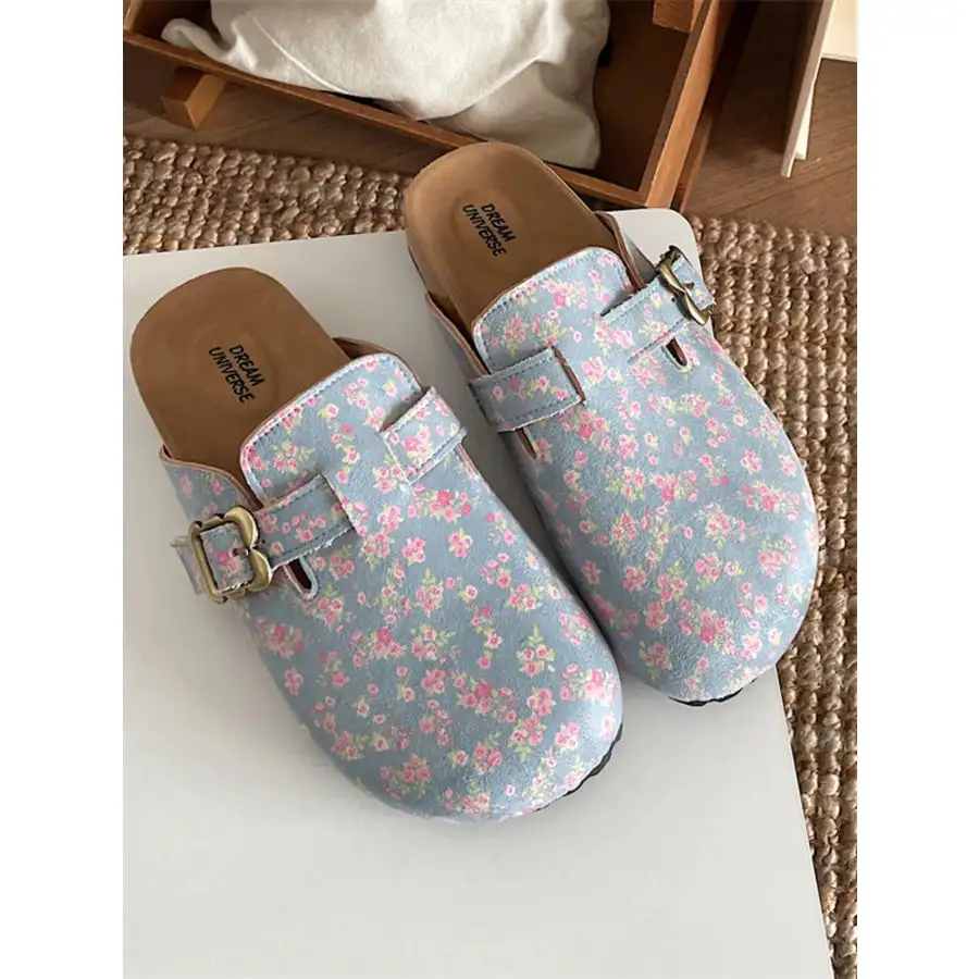 Pattern Round Toe Slip Ons Shoes