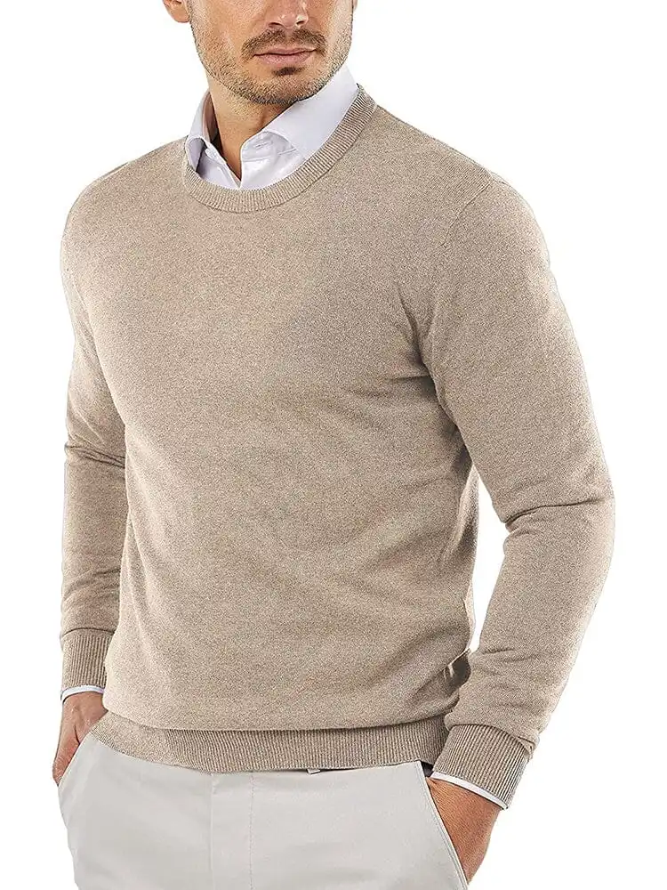 Crew Neck Slim Fit Pullover Knitted Sweater Jeans