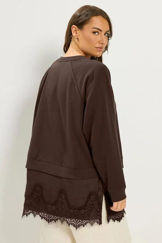 Chocolate Brown Lace 2-In-1 Jumper detail 3