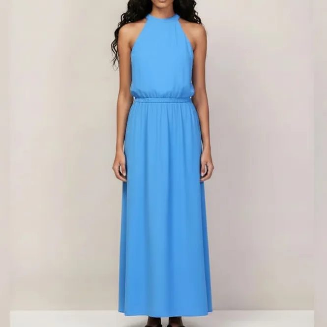 Bias Cut Linen Blend Maxi Skirt