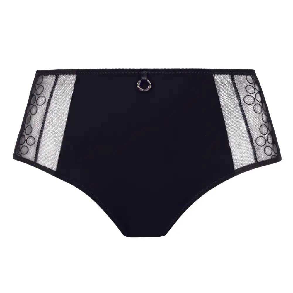Women's Full Coverage Cotton Gusset Embroidery Sheer Detail Cotton Satin Shimmer Detail Brief Panty