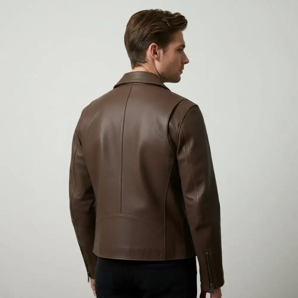 Leather Biker Cafe Racer Jacket