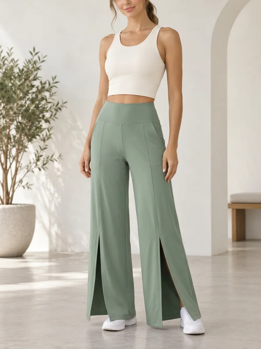 Women's Everyday Motion Wide Leg Split Hem Athletic Pants