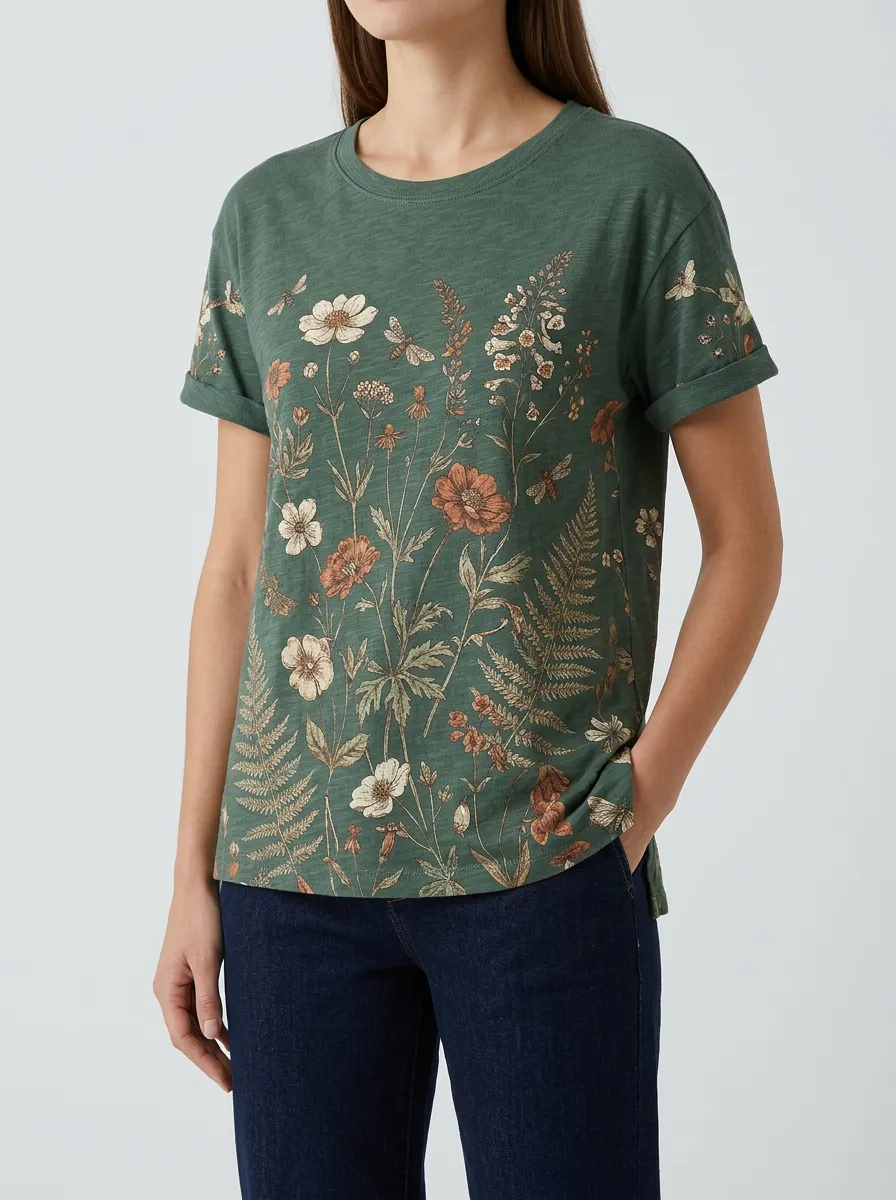 Easygoing Botanical Graphic T Shirt