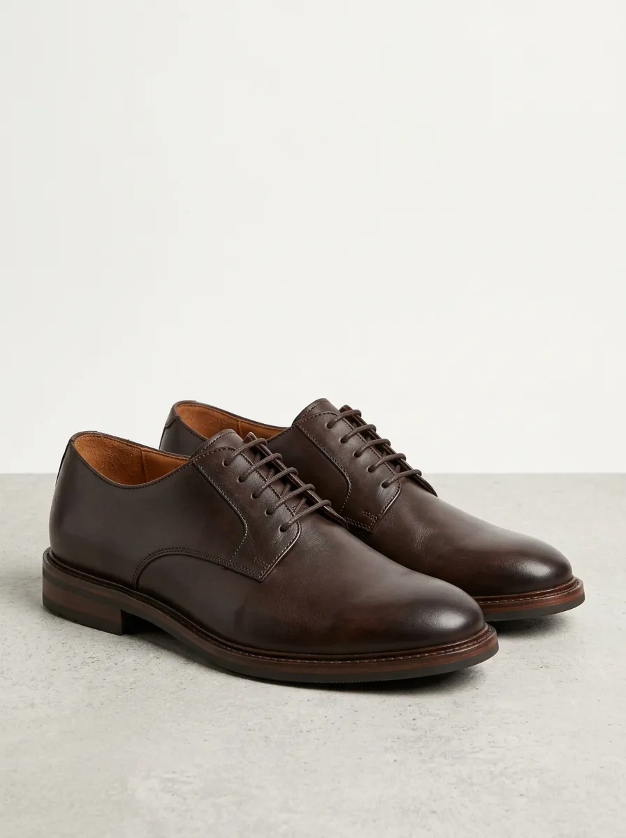 Men's Classic Business Dark Brown Leather Oxford Shoes
