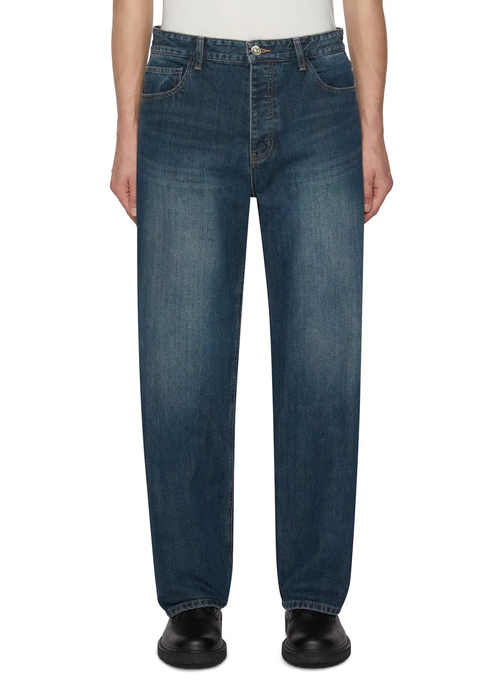Minimalist Straight-Cut Comfort Denim Blue Jeans
