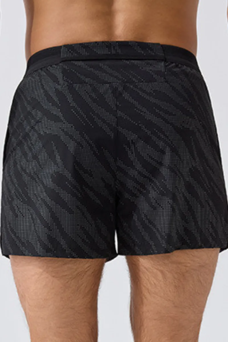 Storage Pocket Dual Layer Reflective Detail Athletic Shorts