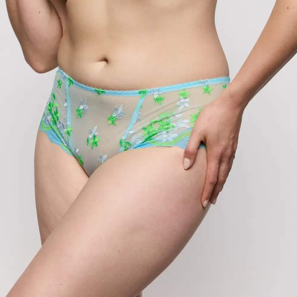 Women's High Cut Cotton Gusset Sheer Detail Cotton Lightweight Soft Fabric Boxer Panty