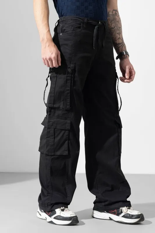 Black Drawstring Cargo Pants