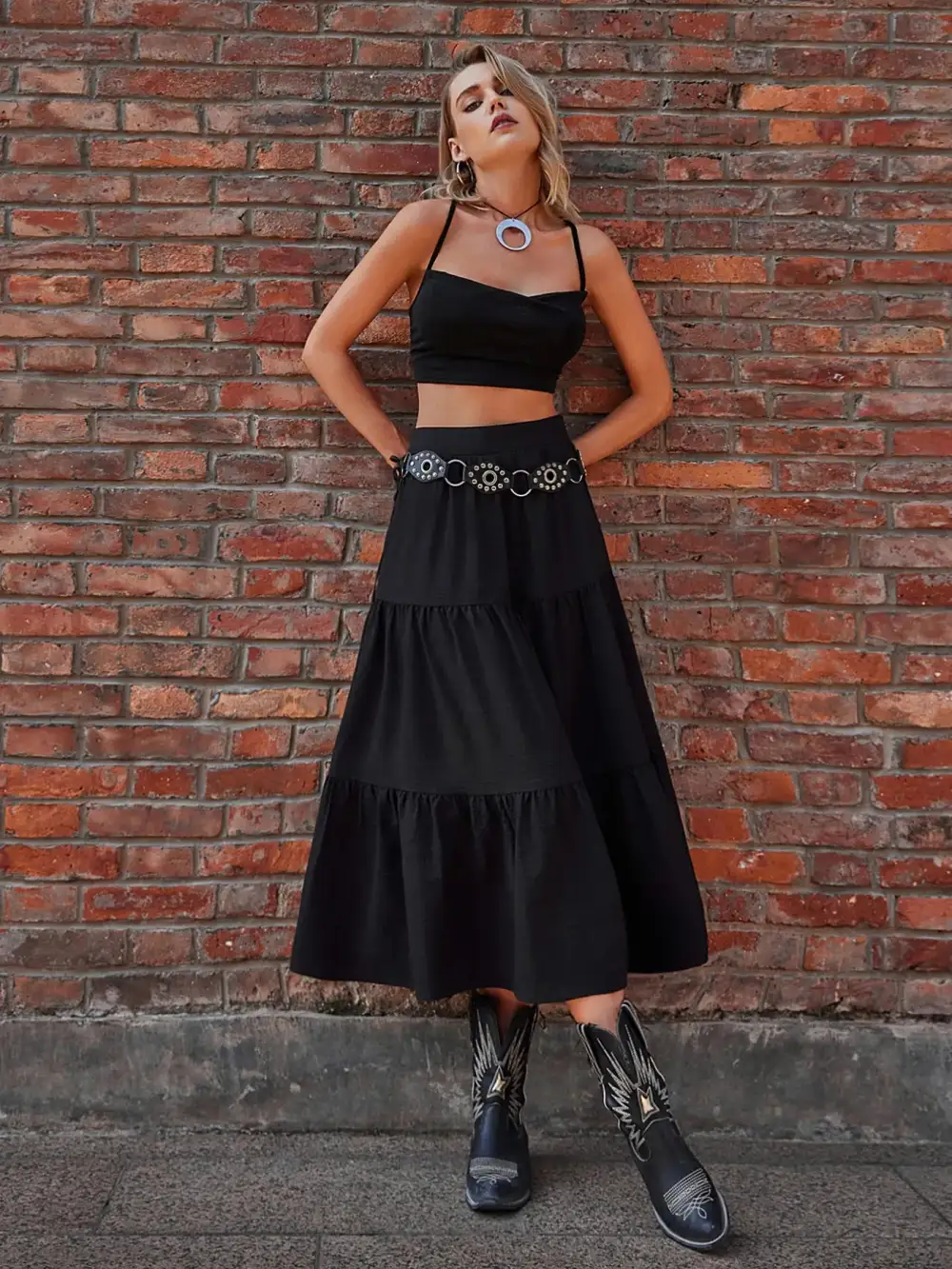 Relaxed Ruched Tiered Skirt