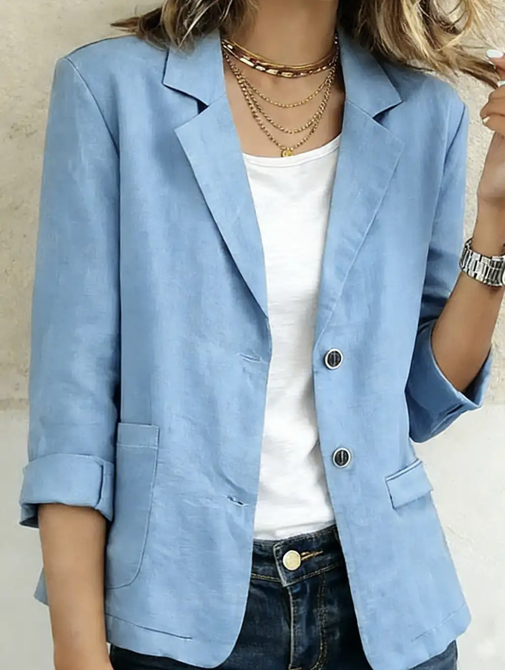 Cotton Linen Jackets and Blazers Top