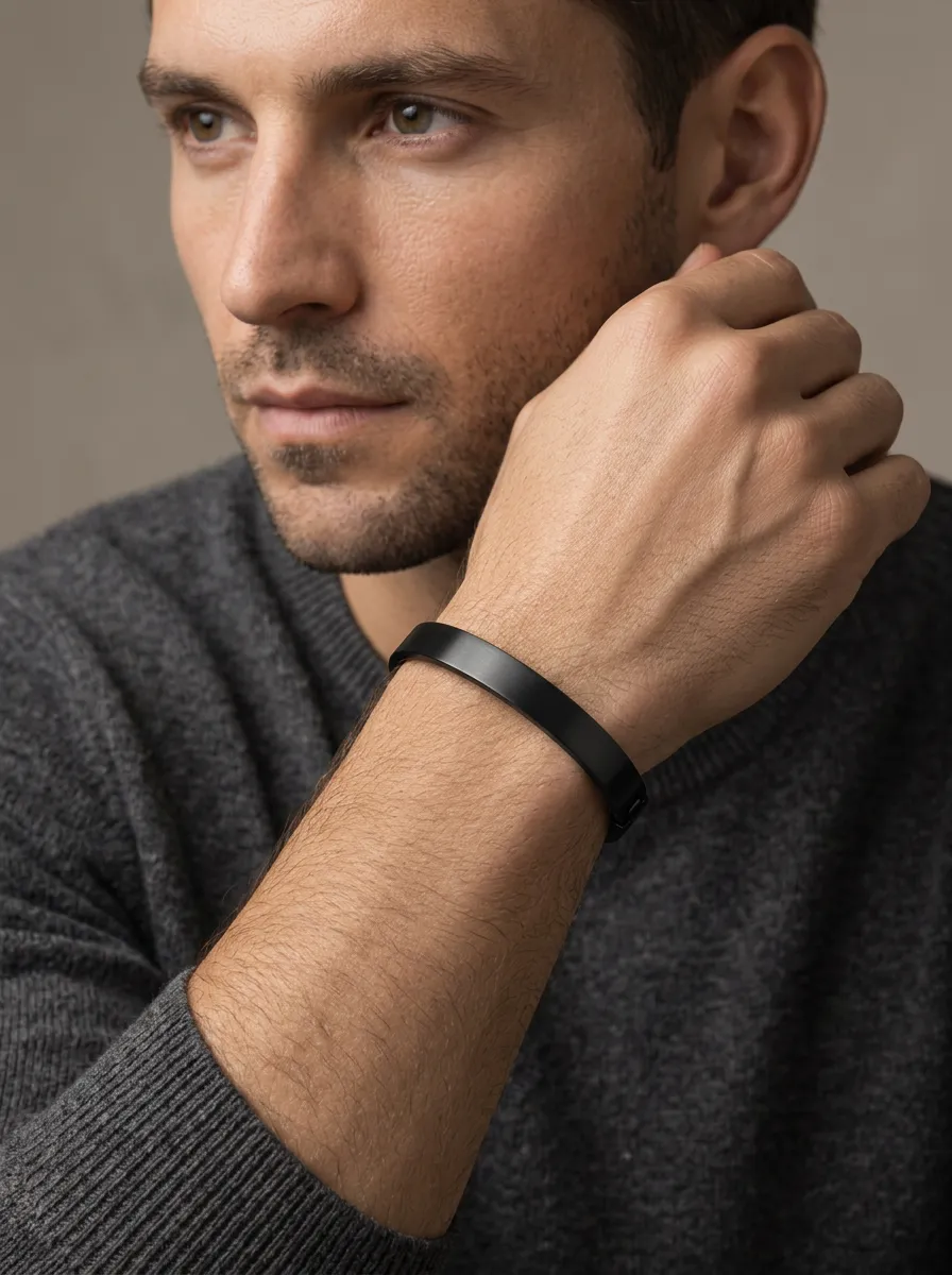 Men's Clean Line Stainless Steel Cuff Bracelet