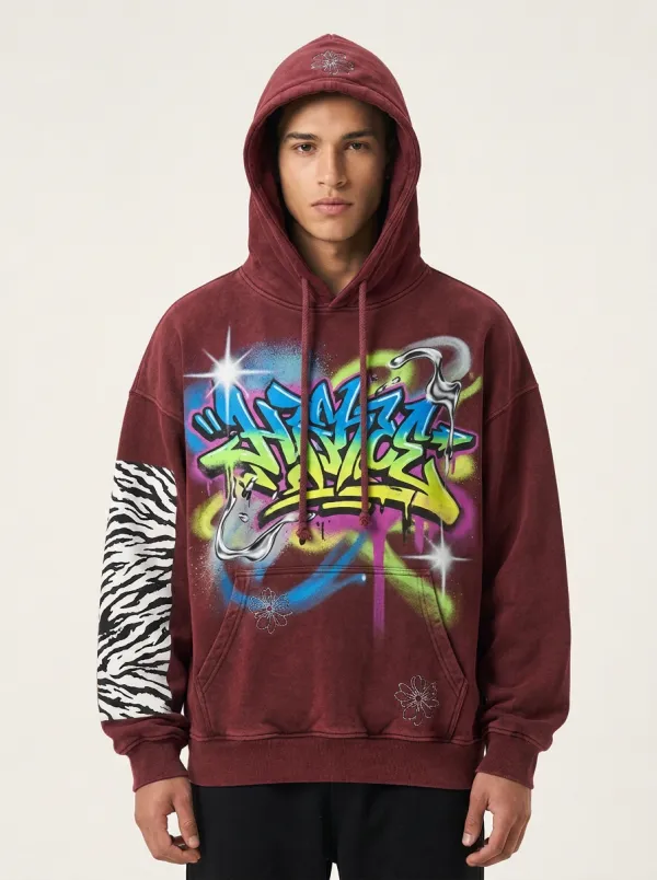 Unisex Graffiti Zebra Graphic Hoodie