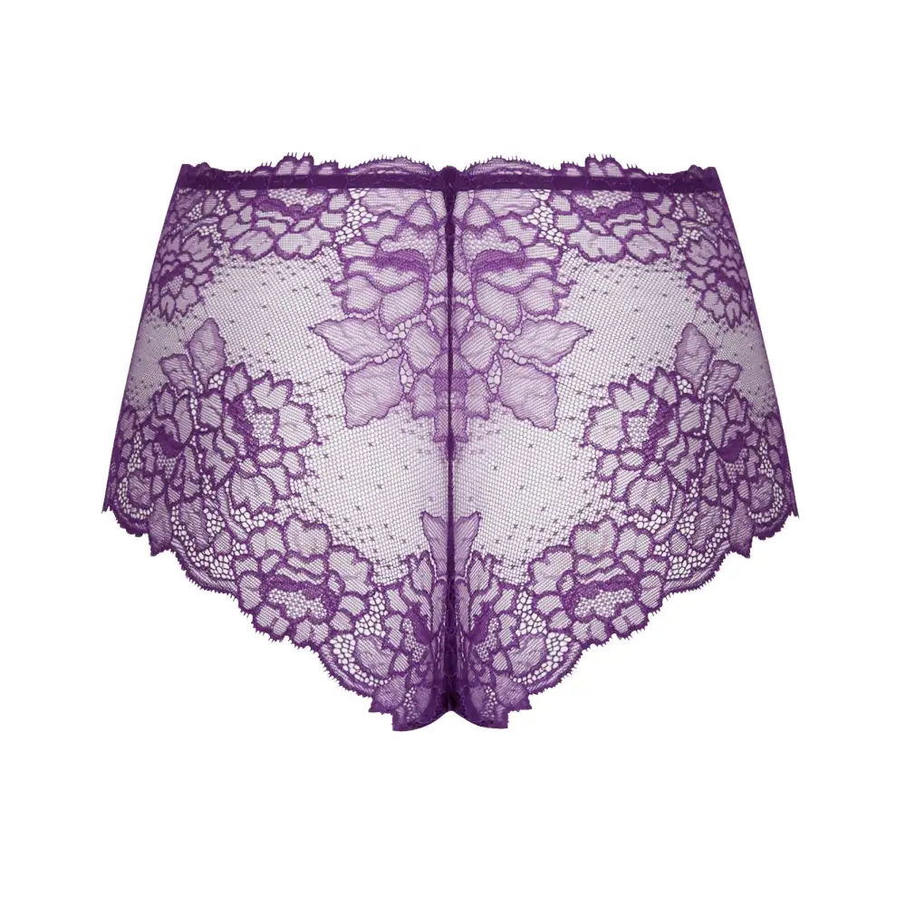 Women's High Waist Lace Sheer Detail Cotton Boxer Panty