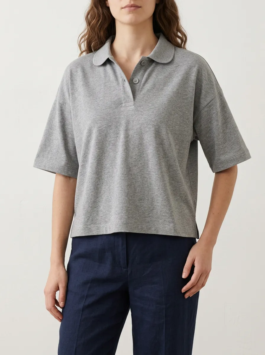 Women's Understated Grey Polo for Everyday Wear