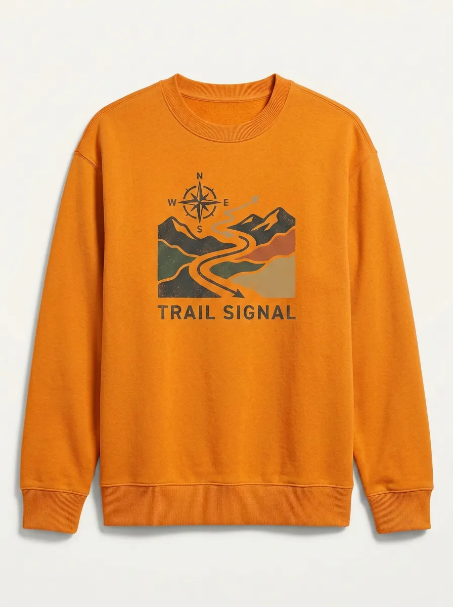 Unisex Hiking Lover Mountain Compass Trail Signal Printed Sweatshirt
