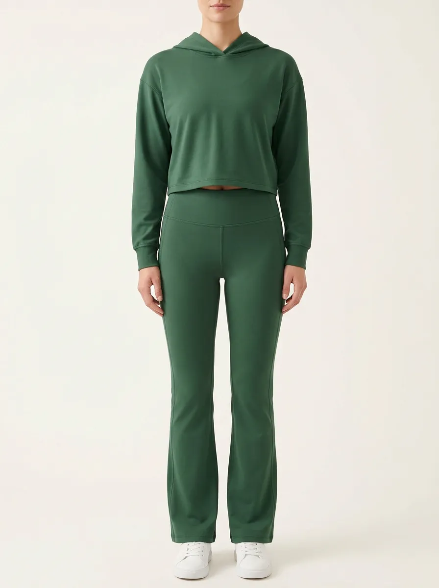 Women's Cropped Hoodie and Flare Legging Set