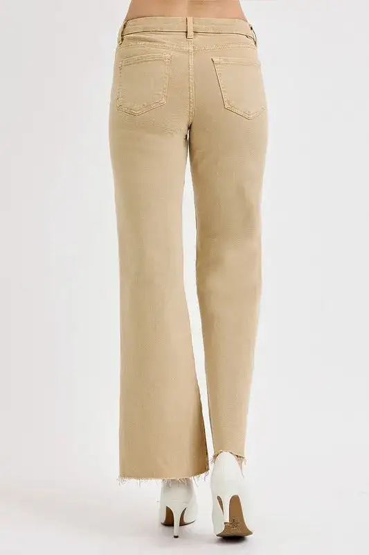 Denim Wide Leg Cropped Raw Hem Jeans