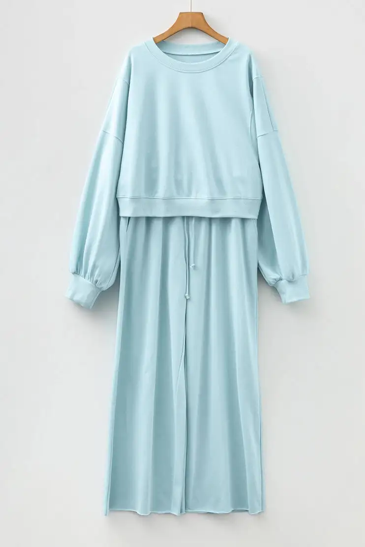 Roomy Drawstring Wide Leg Matching Set