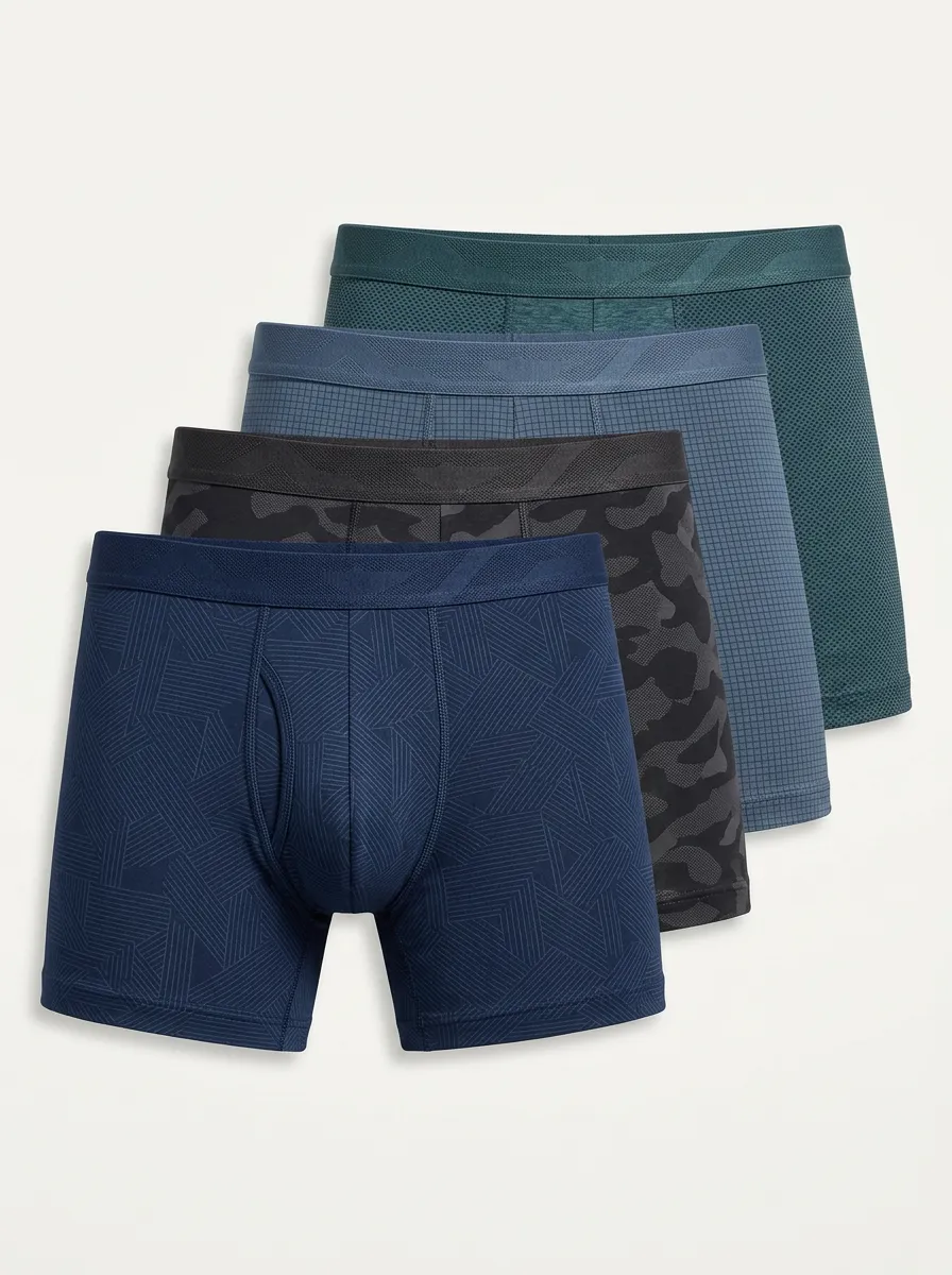 Daily Geometric Camo Outdoor Look Men's Four Pack Boxer Briefs