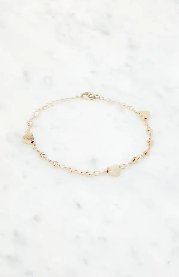 John Galt Gold Heart Charm Bracelet