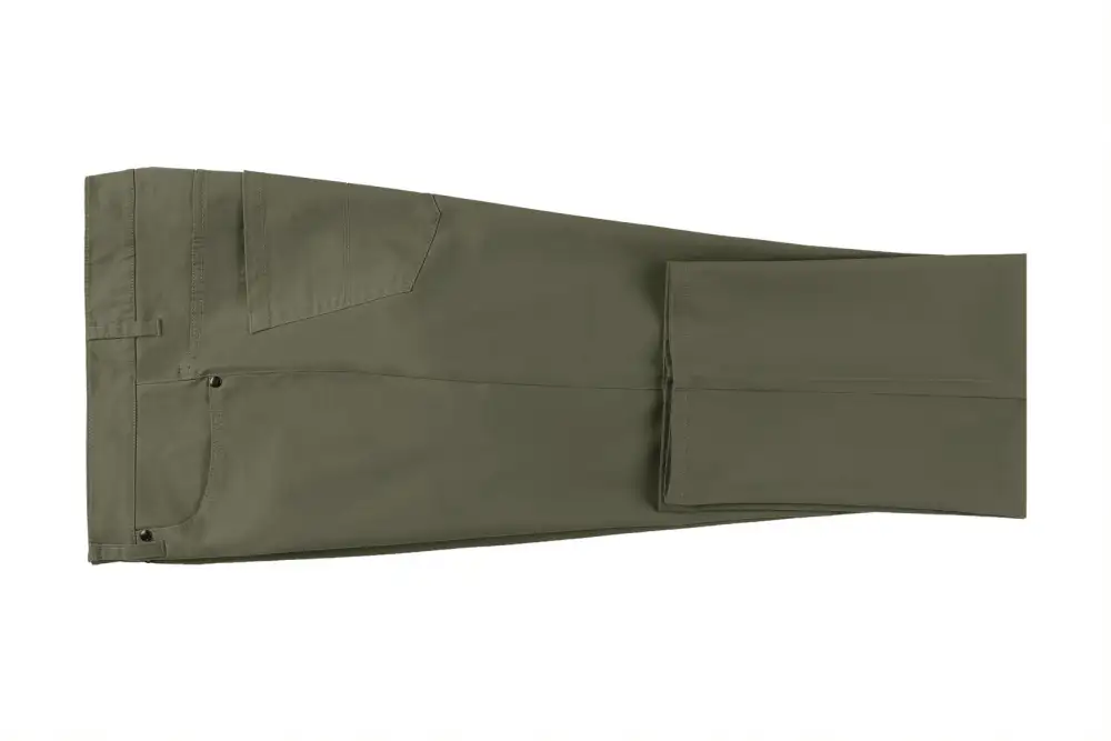 Olive Cotton Flat Front Dress Pants