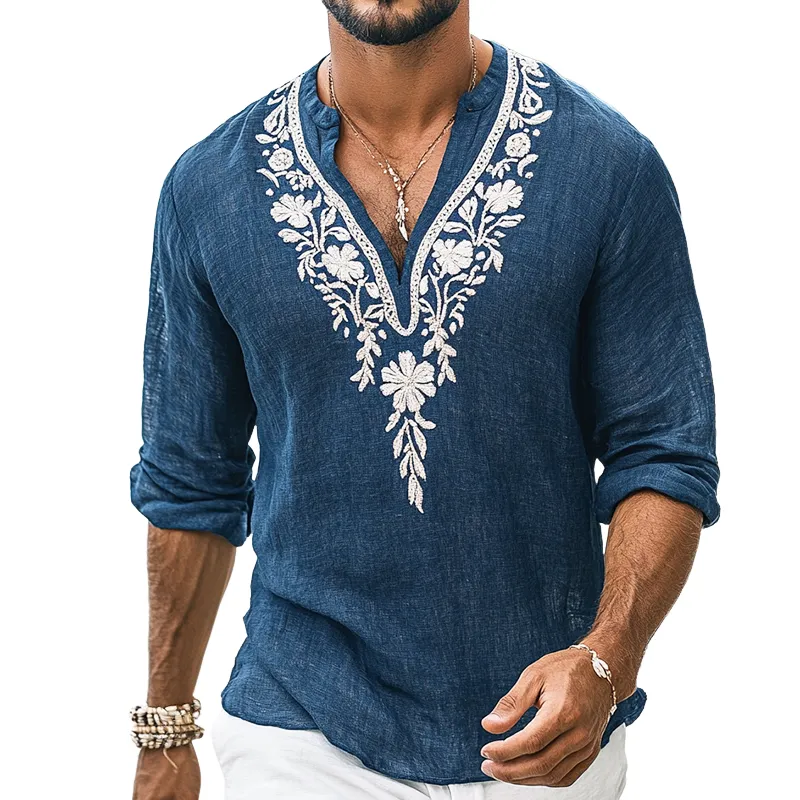 Embroidered Button Buttoned Shirt