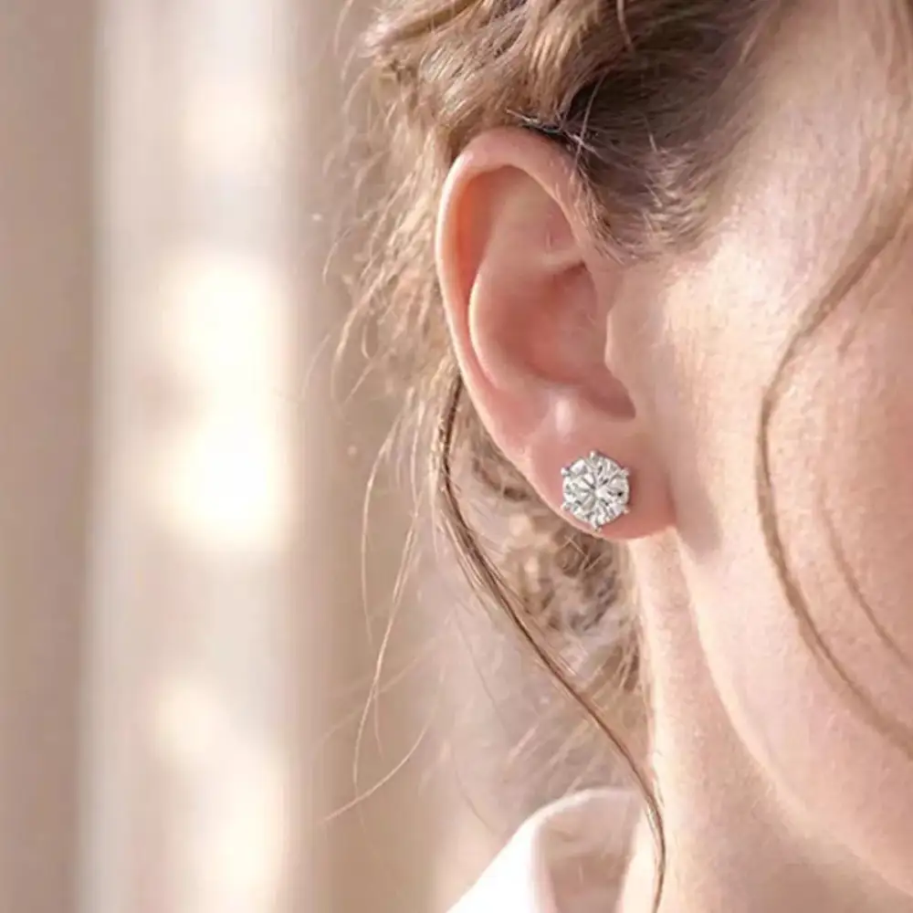 Sterling Silver Moissanite Stud Earrings