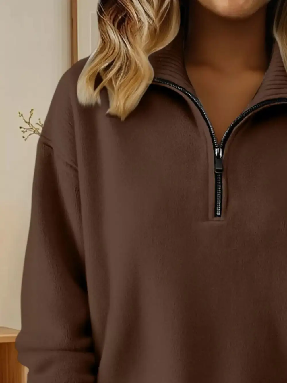 Half-Zip Drop Shoulder Sweater