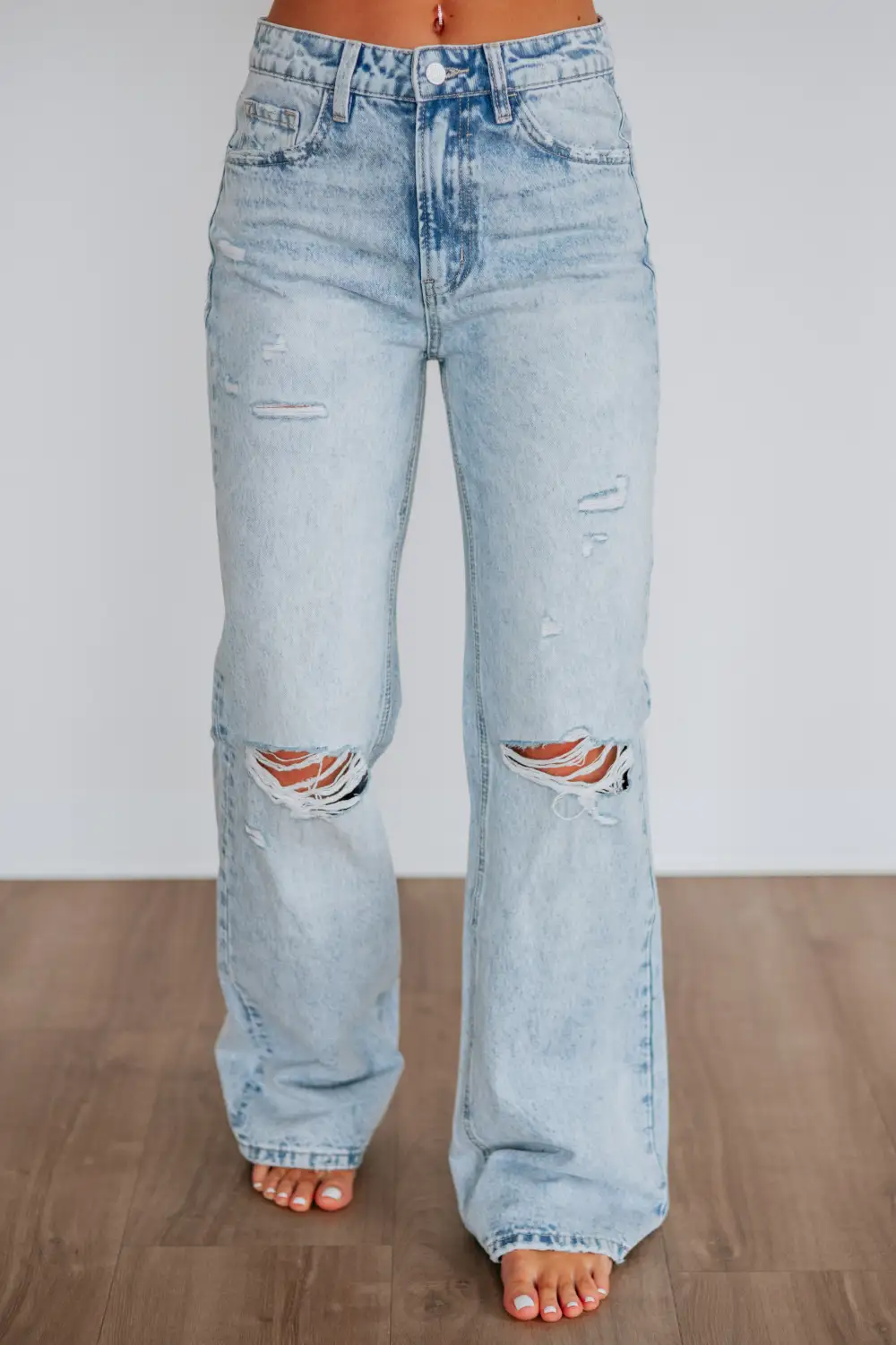 Women's High Rise Flared Leg Boyfriend Fit Jeans