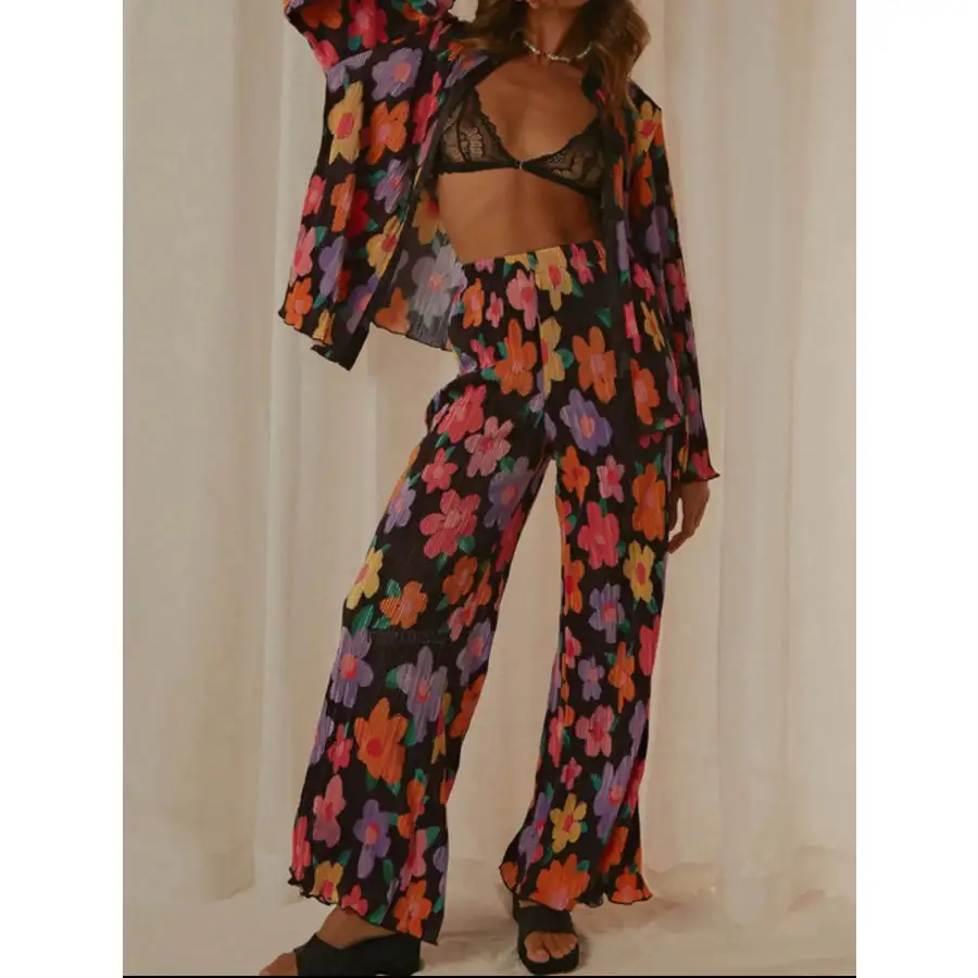 Easy Printed Button Up Shirt and Pants Set