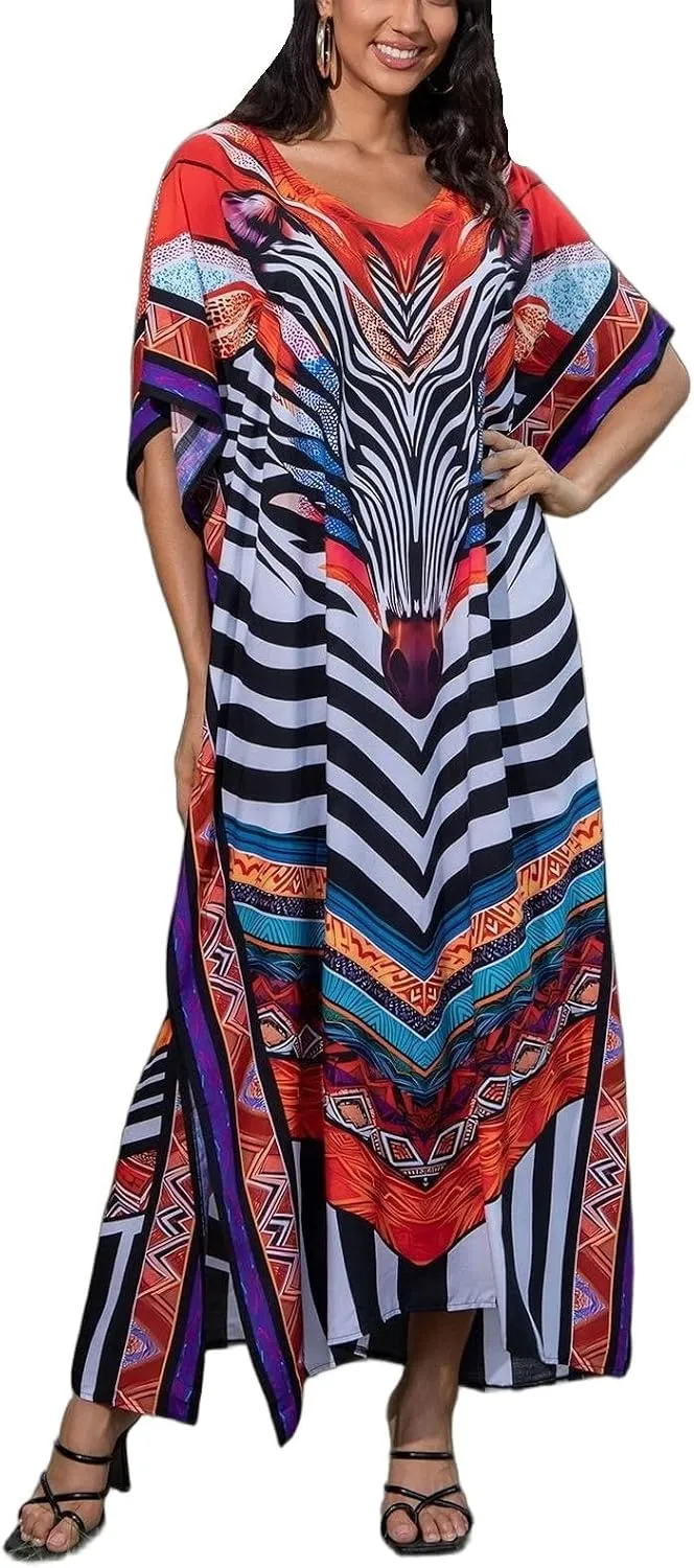Women's Plus Size Beach Lounge Kaftan Maxi Dress swimsuit coverup for women