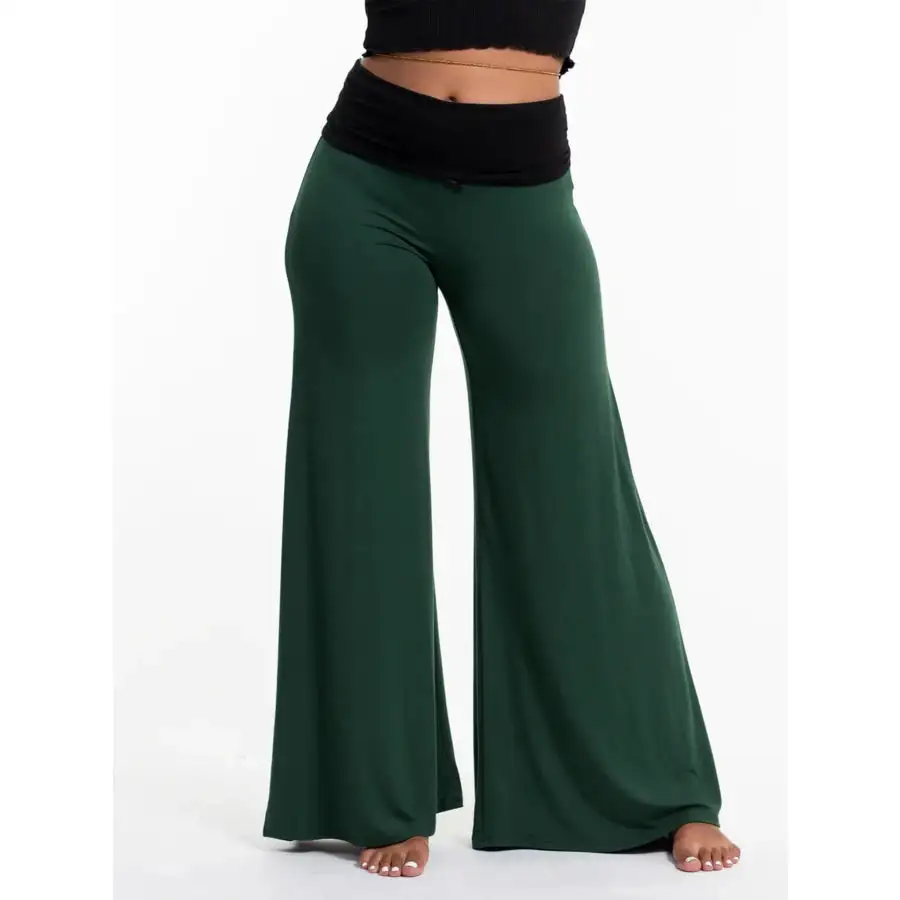 High Waisted Wide Leg Yoga Pants with Contrast Waistband