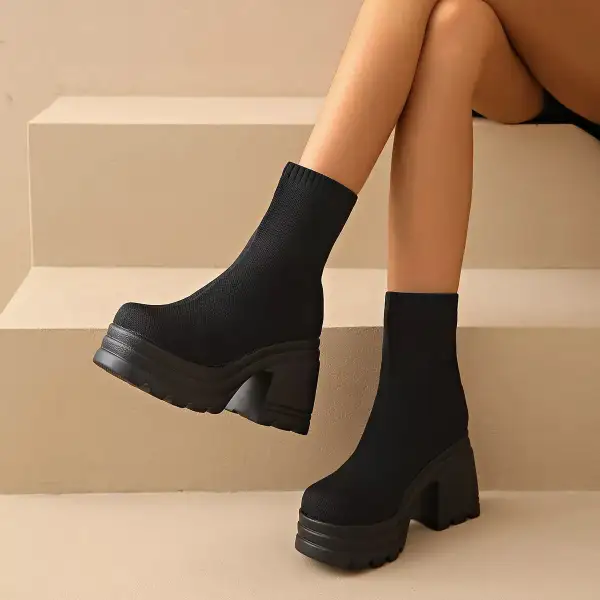 Classic Round Toe Block Heel Boots