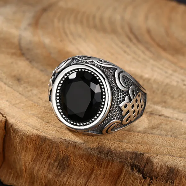 🔥 Not Just a Ring — It’s an Attitude.  Built for men who prefer their accessories with character.  The striking black center stone, textured silver-tone finish and detailed side patterns create a rugged vintage look that works with leather jackets, denim