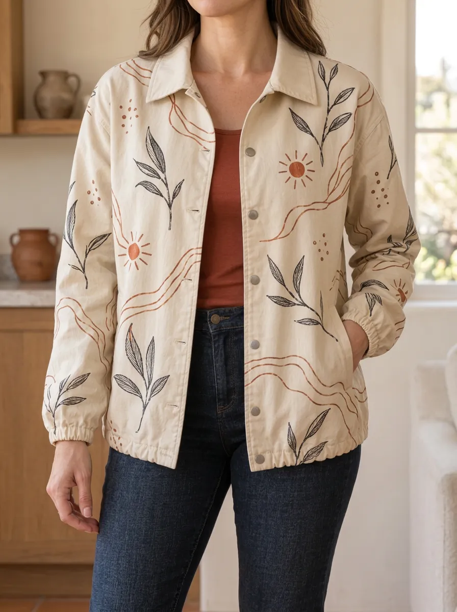 Women's Refined Boho Sun Leaf Botanical Jacket