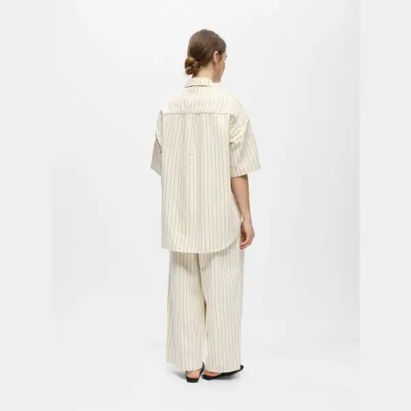 Button-Up Oversized Striped Women's Shirt