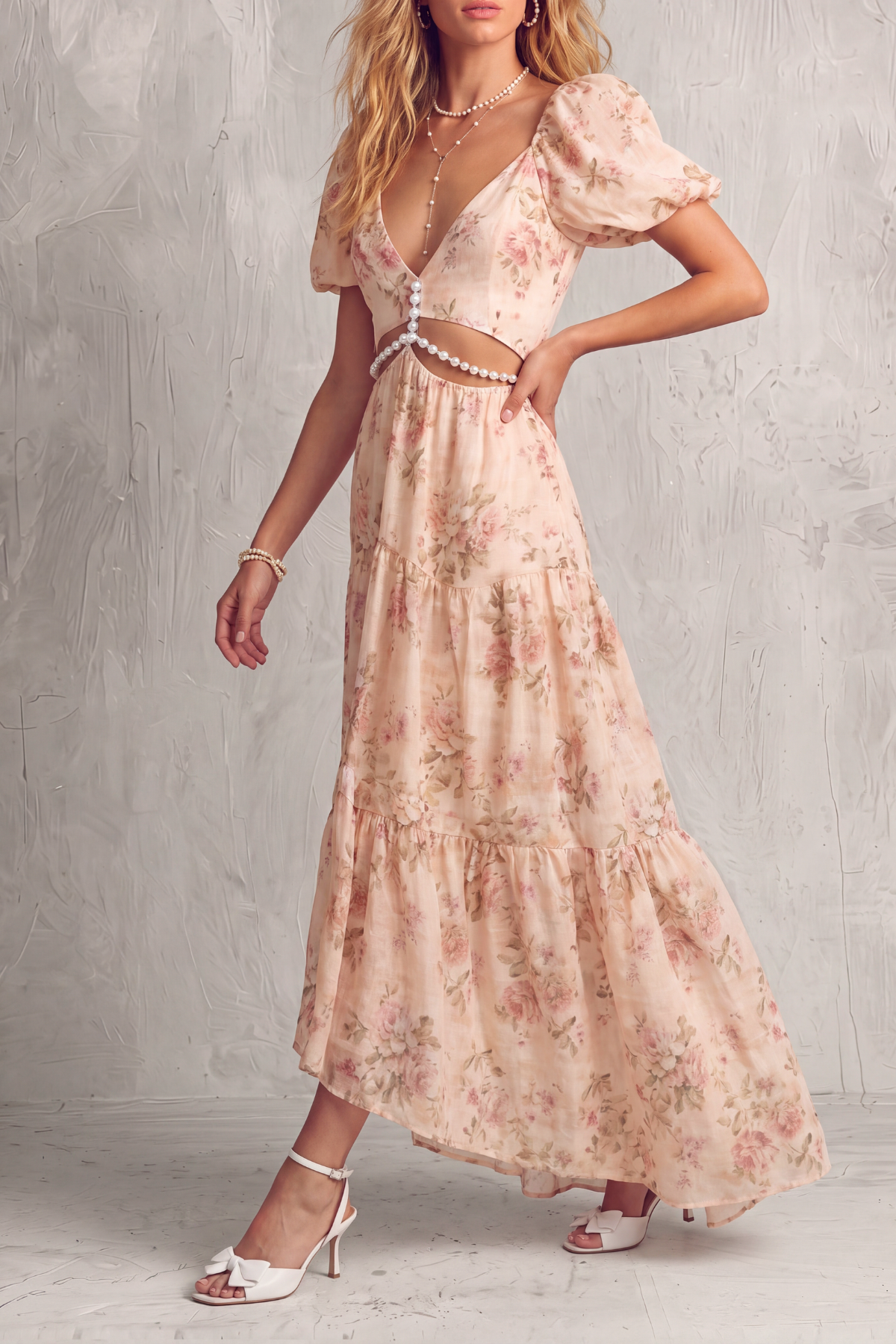 Cutout Floral Maxi Dress