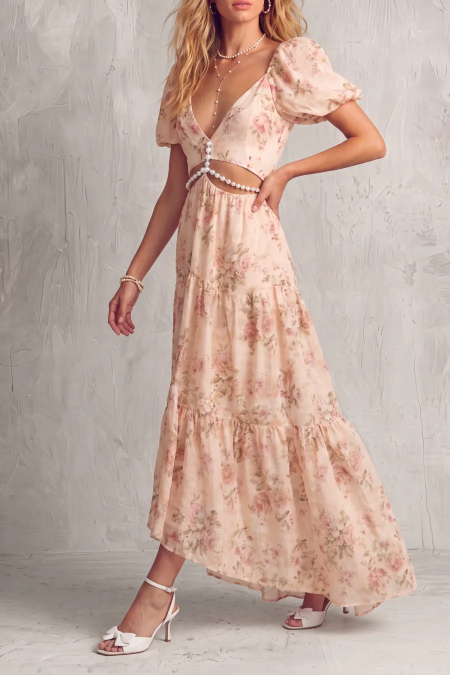 Cutout Floral Maxi Dress