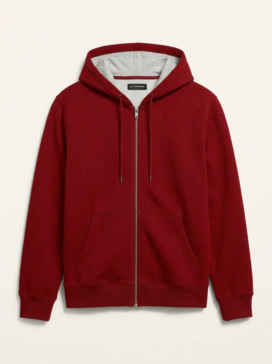 Modern Zip-Up Solid Essential Men's Hoodie