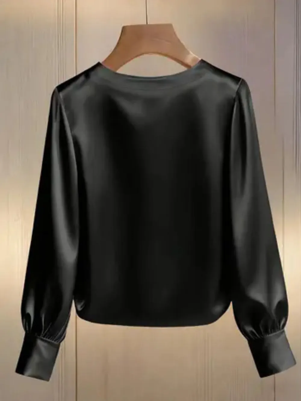 Pearl Trim Round Neck Silk Blouse
